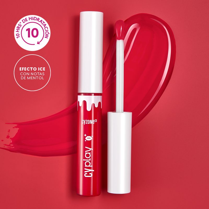 Brillo-labial-color-rojo-inspirado-en-helados-con-notas-de-mentol-y-extracto-de-jojoba-para-hidratar